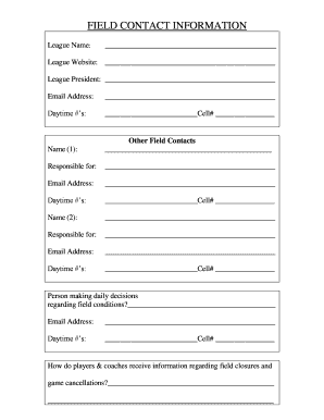 Field Contact Information Form