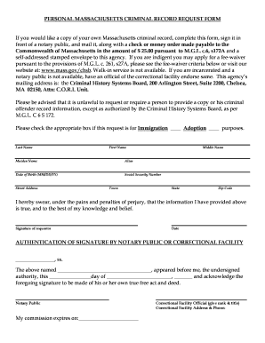 Massachusetts Criminal Record Request Form