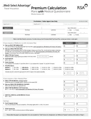 Travel Insurance Premium Calculation Form