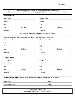 Wedding Photography Contract