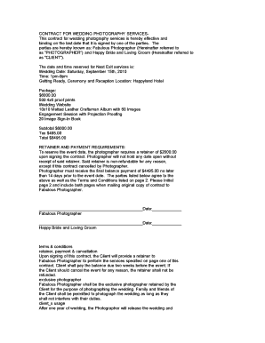 Wedding Photography Service Contract