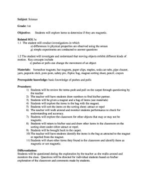 1st Grade Magnet Science Lesson Plan