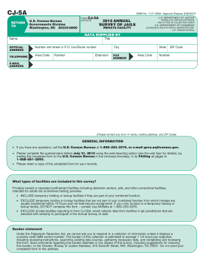 Survey of Jails Form CJ-5A