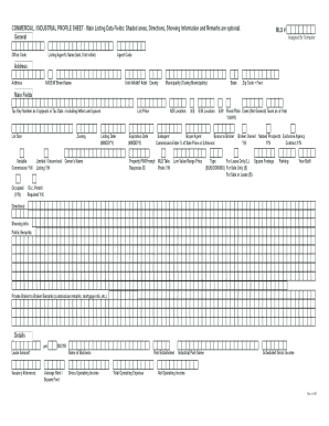 Commercial Industrial Profile Sheet