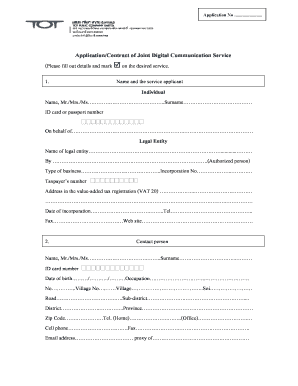 Thailand ISDN Service Application Form