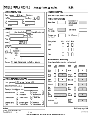 Single Family Real Estate Listing Form
