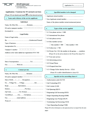 Thailand Telephone Service Application Form