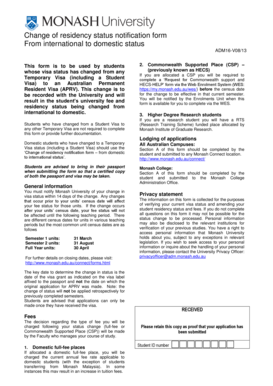 Change of Residency Status Notification Form