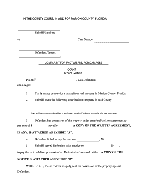 Florida Eviction Complaint Form
