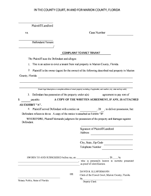 Florida Eviction Complaint Form