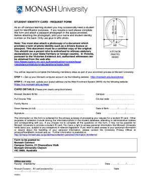 Student Identity Card Request Form