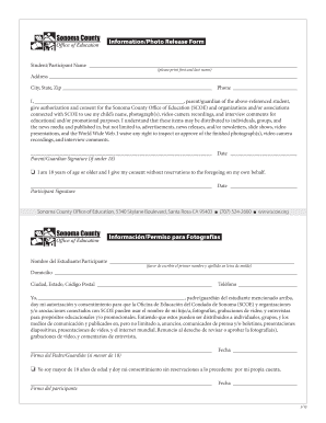 Sonoma County Student Photo Release Form