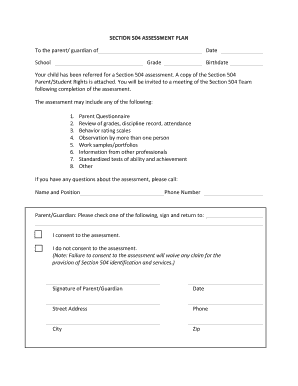 Section 504 Assessment Plan