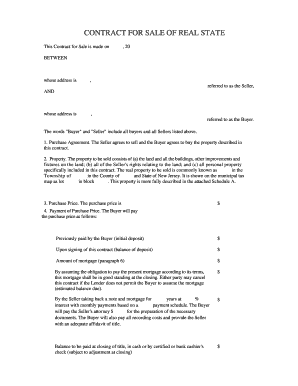 New Jersey Real Estate Purchase Agreement