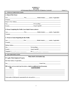 British Columbia Site Profile Form