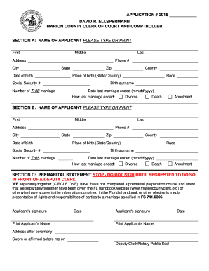 Florida Marriage License Application