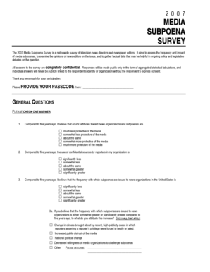 2007 Media Subpoena Survey