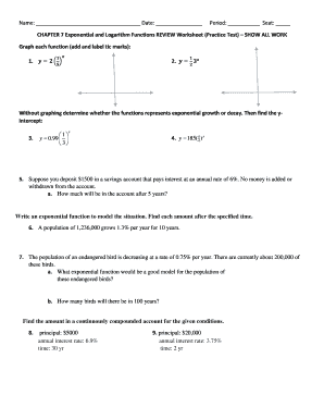 Exponential and Logarithm Functions Worksheet