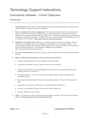 Online Classroom Rubric Self-Evaluation Form