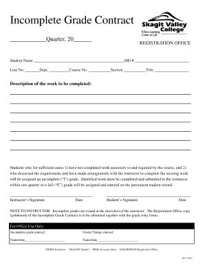 Incomplete Grade Contract