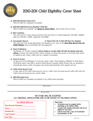 2010-2011 NSECD-EZ Eligibility Form