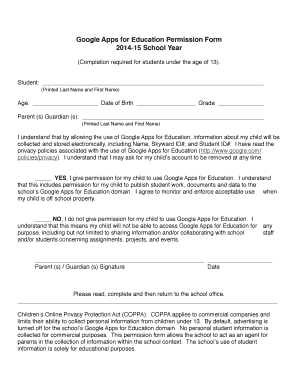 Google Apps for Education Permission Form