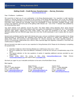Credit Bureau Questionnaire