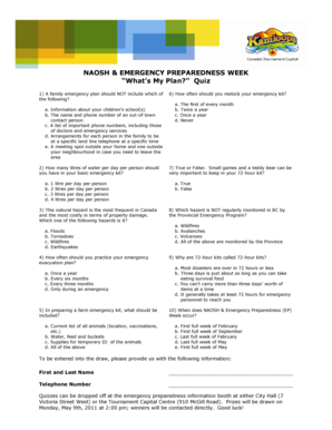 NAOSH Emergency Preparedness Week Quiz