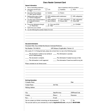 Cisco Global Site Selector Command Reference Feedback Form