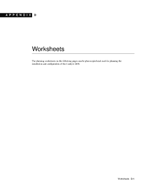 Catalyst 2600 Installation Worksheets
