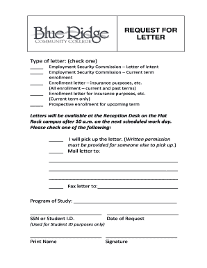 Employment Security Commission Letter Request Form