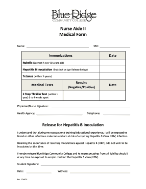 Nurse Aide II Medical Form