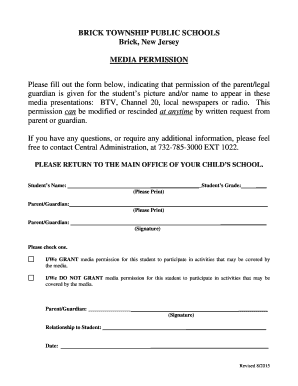 Media Permission Slip - Brick Public Schools - brickschools