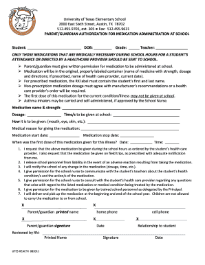 Parent Guardian Authorization for Medication Administration at School