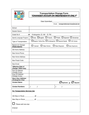 Transportation Change Form
