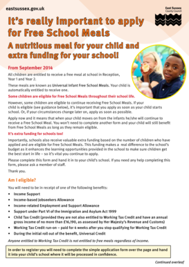 Free School Meals Application Form