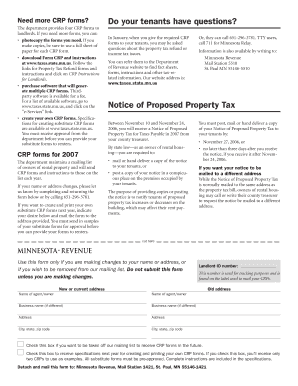 Minnesota Certificate of Rent Paid Form CRP 2006