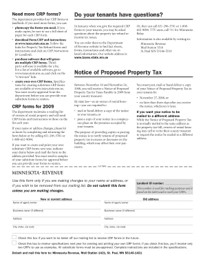 Minnesota Certificate of Rent Paid Form CRP 2008