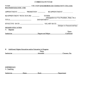 Curriculum Vitae for Academic Appointment