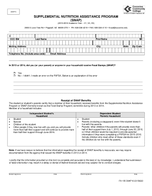 SNAP16 Supplemental Nutrition Assistance Program Form