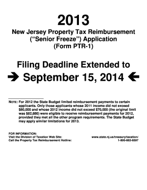 New Jersey Property Tax Reimbursement Application