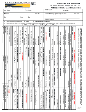 CUNY Matriculation Application Form