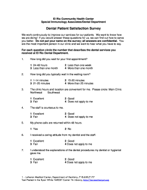 Dental Patient Satisfaction Survey