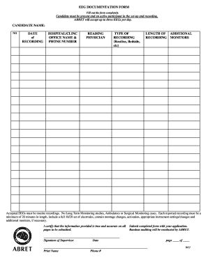 EEG Documentation Form