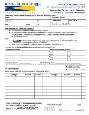 Application for Advanced Standing