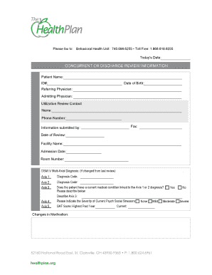 Concurrent or Discharge Review Form