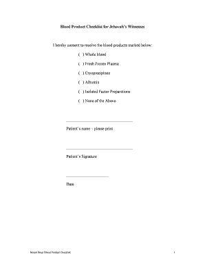Blood Product Consent Form