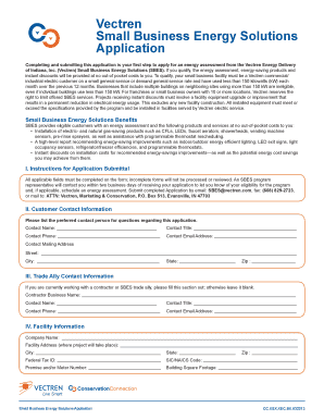 Vectren Small Business Energy Solutions Application
