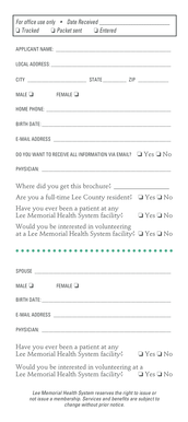 Lee Memorial Health System Application Form