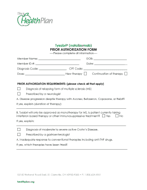 Tysabri Prior Authorization Form
